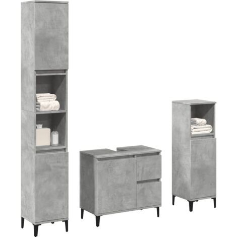 Set muebles de baño 2 piezas madera contrachapada gris hormigón