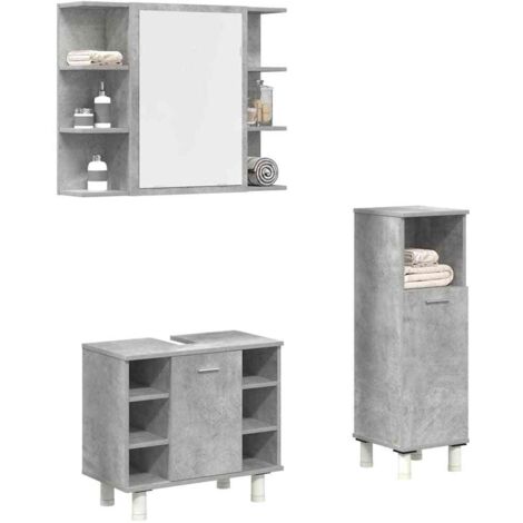 Set muebles de baño 2 piezas madera contrachapada gris hormigón