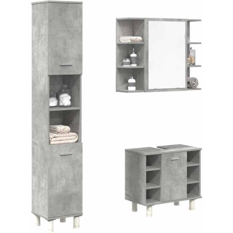 Set muebles de baño 2 piezas madera contrachapada gris hormigón