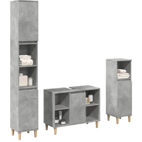 Set muebles de baño 2 piezas madera contrachapada gris hormigón