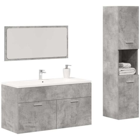 Set muebles de baño 2 piezas madera contrachapada gris hormigón