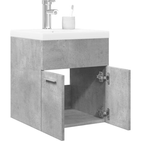 Set muebles de baño 2 piezas madera contrachapada gris hormigón