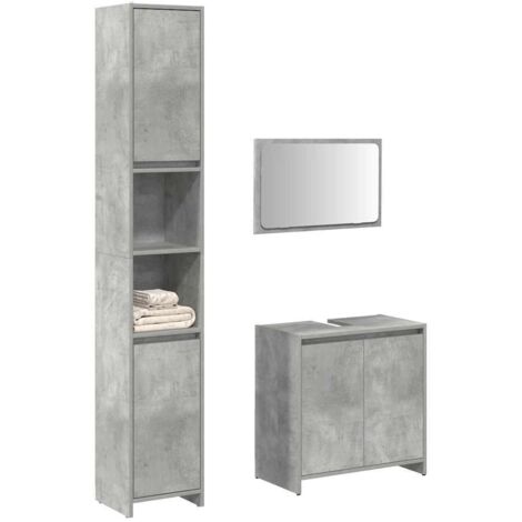Set muebles de baño 2 piezas madera contrachapada gris hormigón
