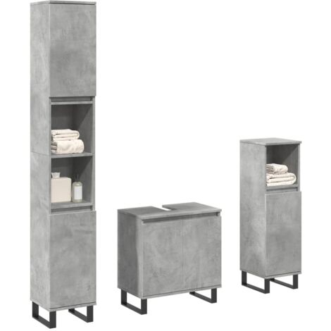 Set muebles de baño 2 piezas madera contrachapada gris hormigón
