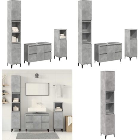 Set muebles de baño 2 piezas madera contrachapada gris hormigón - Armario de baño - Muebles de baño gris hormigón