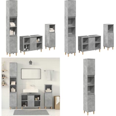 Set muebles de baño 2 piezas madera contrachapada gris hormigón - Armario de baño - Muebles de baño gris hormigón
