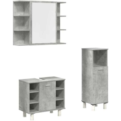 Set muebles de baño 2 piezas madera contrachapada gris hormigón vidaXL