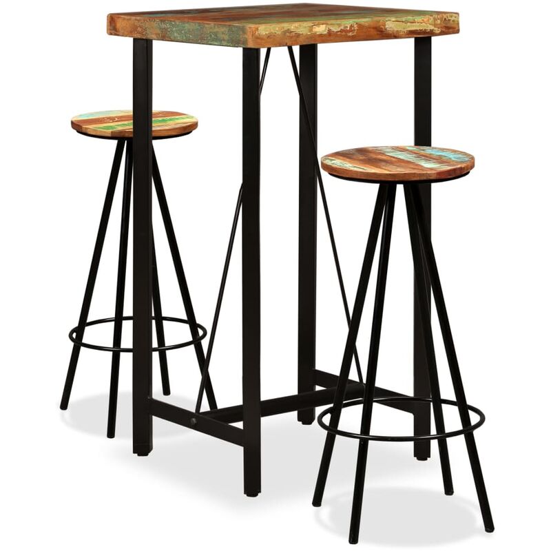 

Set muebles de bar 3 piezas madera maciza reciclada - Marrón