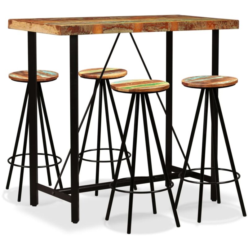 

Set Muebles de Bar Madera Maciza Reciclada 5 Piezas - Marrón - Vidaxl