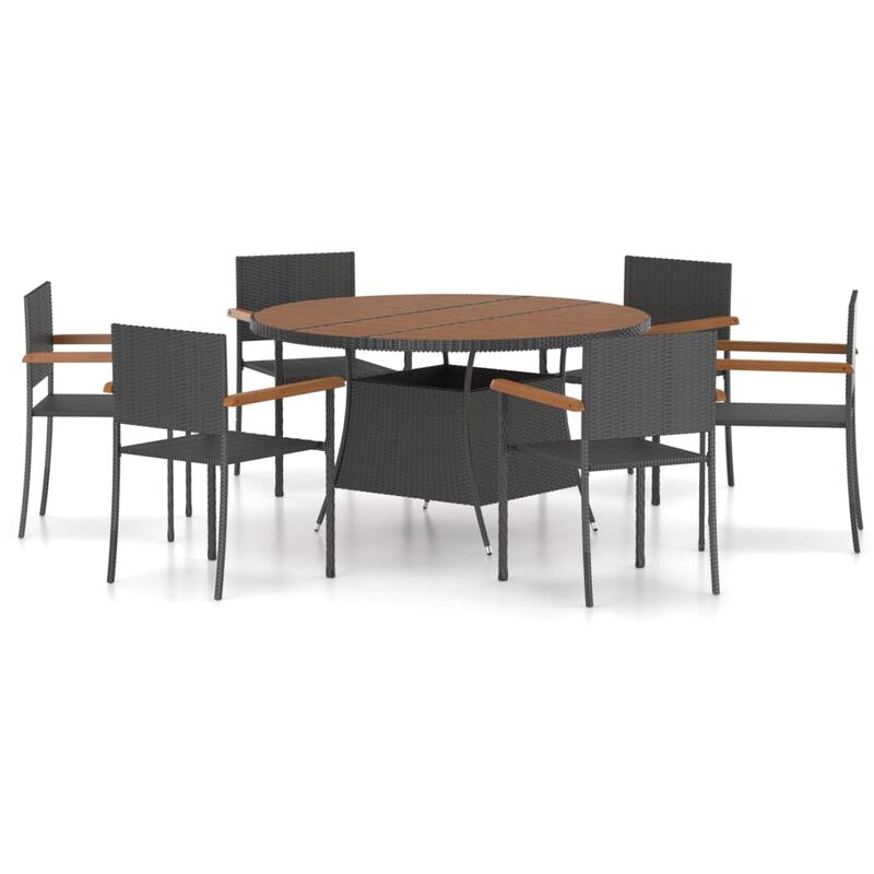 

BHD - Set muebles de comedor para jardín 7 pzas ratán sintético negro