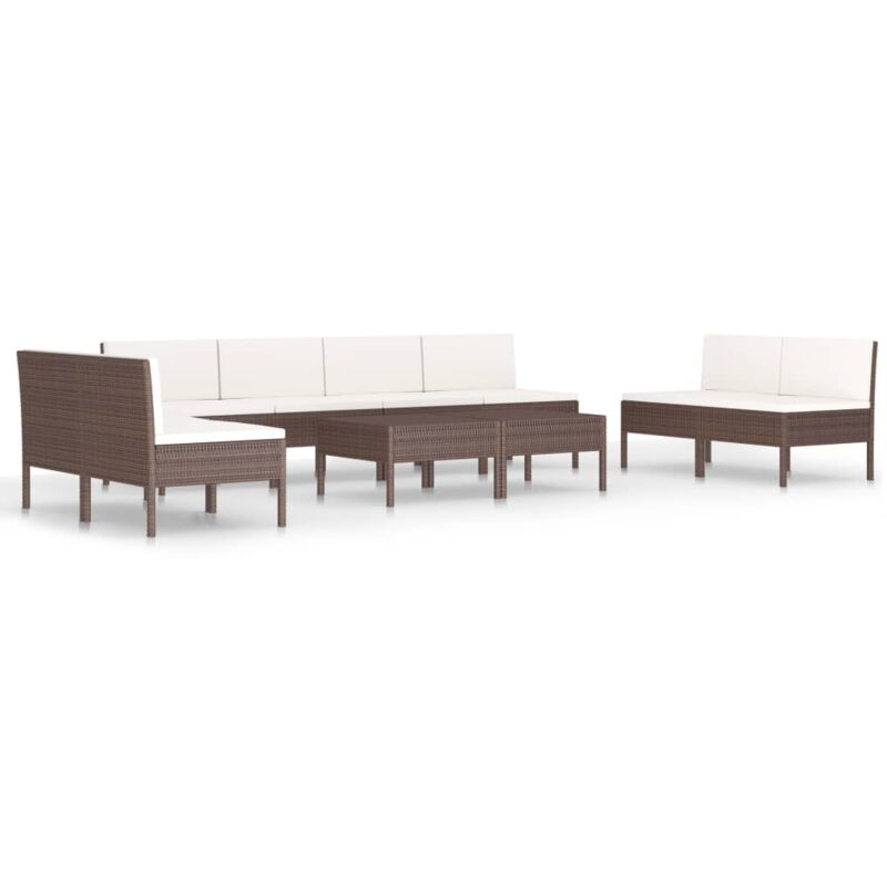 

Set muebles de jardín 10 piezas cojines ratán sintético marrón - Marrón - Vidaxl