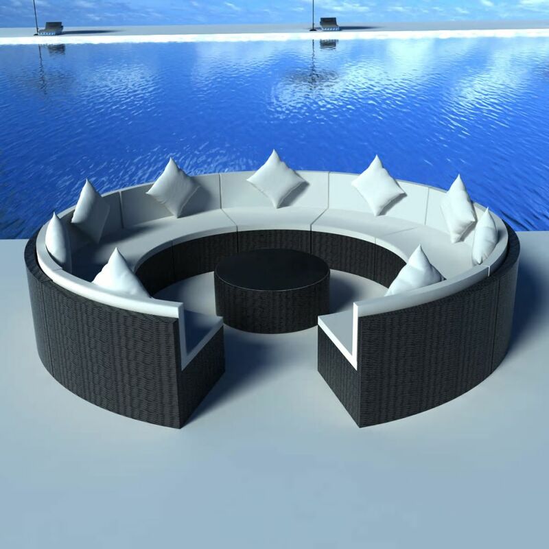 

Set muebles de jardín 10 piezas y cojines ratán sintético negro