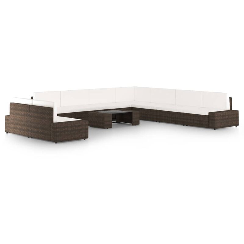 

Set muebles de jardín 10 pzas y cojines ratán sintético marrón