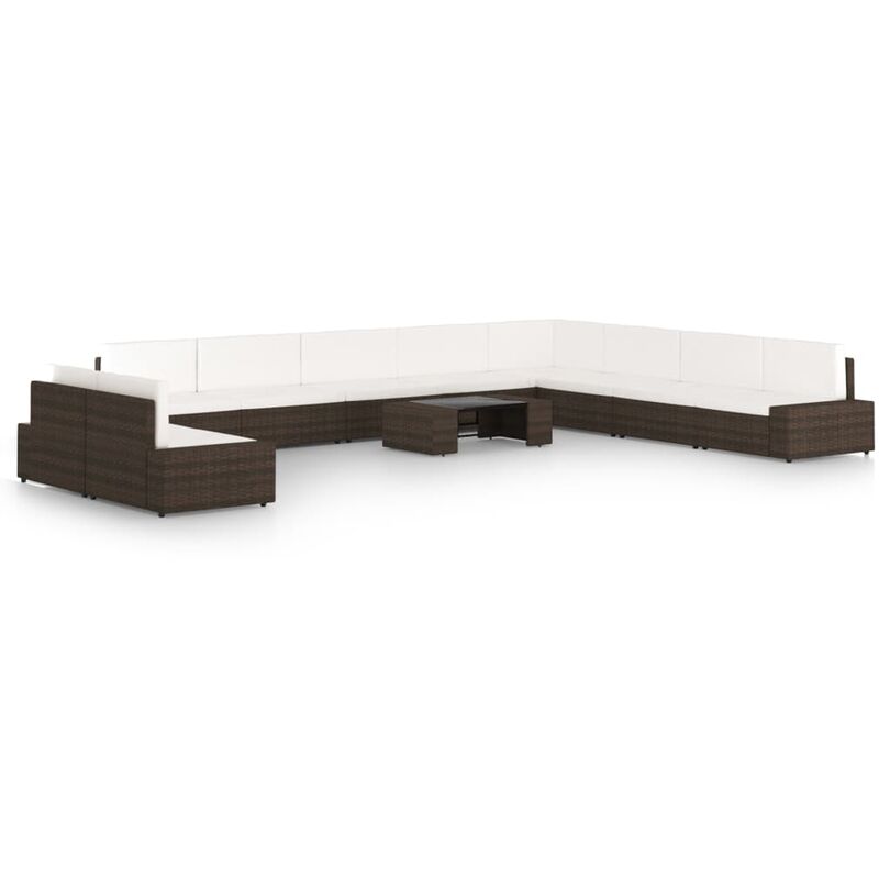 

Set muebles de jardín 11 pzas y cojines ratán sintético marrón