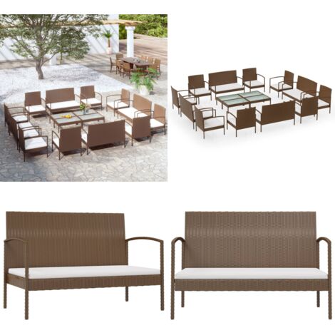 Set muebles de jardín 16 pzas y cojines ratán sintético marrón - Sofás de jardín - Sillones de jardín