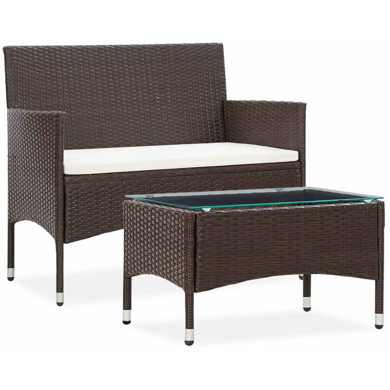 

Set muebles de jardin 2 piezas con cojin ratan sintetico marron