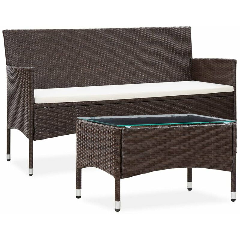 

Happyshopping - Set muebles de jardin 2 piezas con cojin ratan sintetico marron