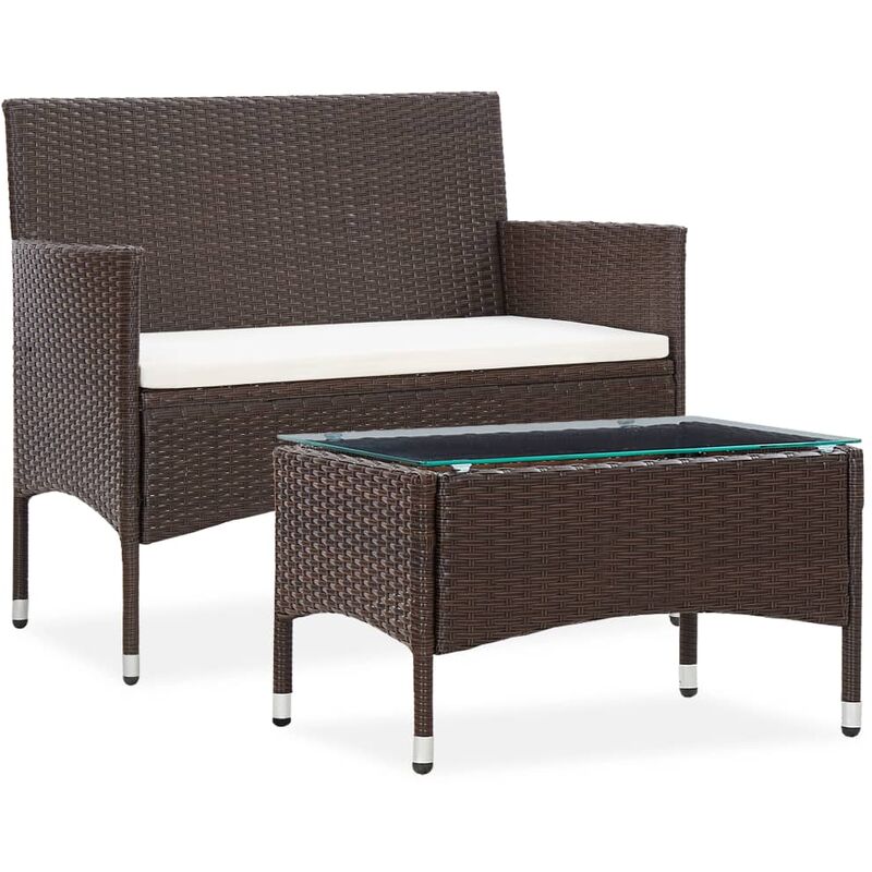 

Set muebles de jardín 2 piezas con cojín ratán sintético marrón