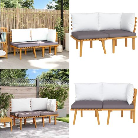 Set muebles de jardín 2 pzas con cojines madera maciza acacia - Muebles de exterior - Sofás de jardín