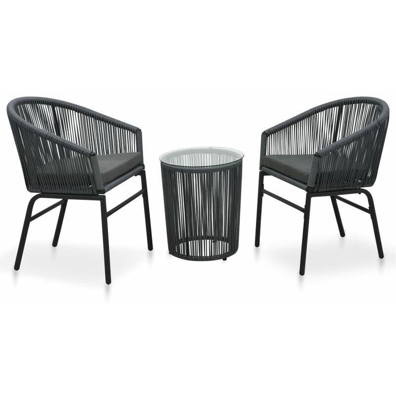 

Set muebles de jardin 3 pzas y cojines ratan PVC gris antracita