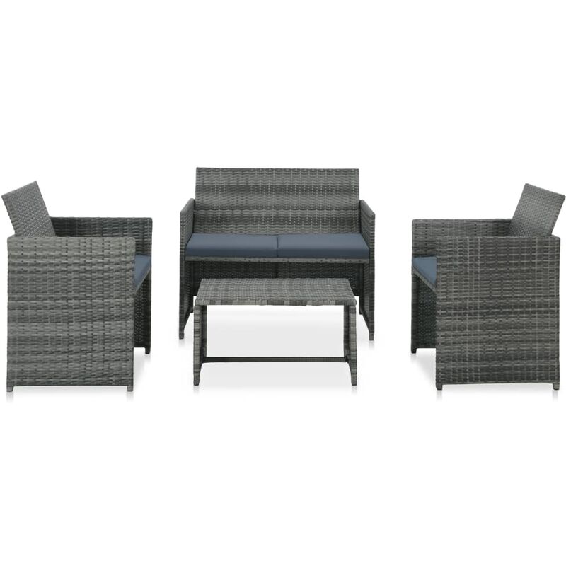 

Set muebles de jardín 4 piezas y cojines ratán sintético gris
