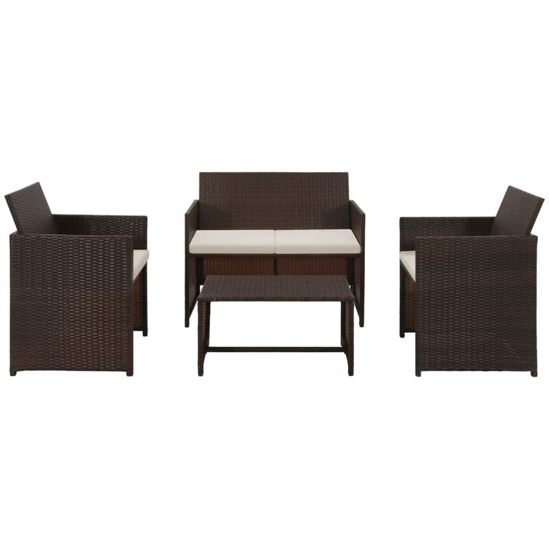 

Set muebles de jardín 4 piezas y cojines ratán sintético marrón
