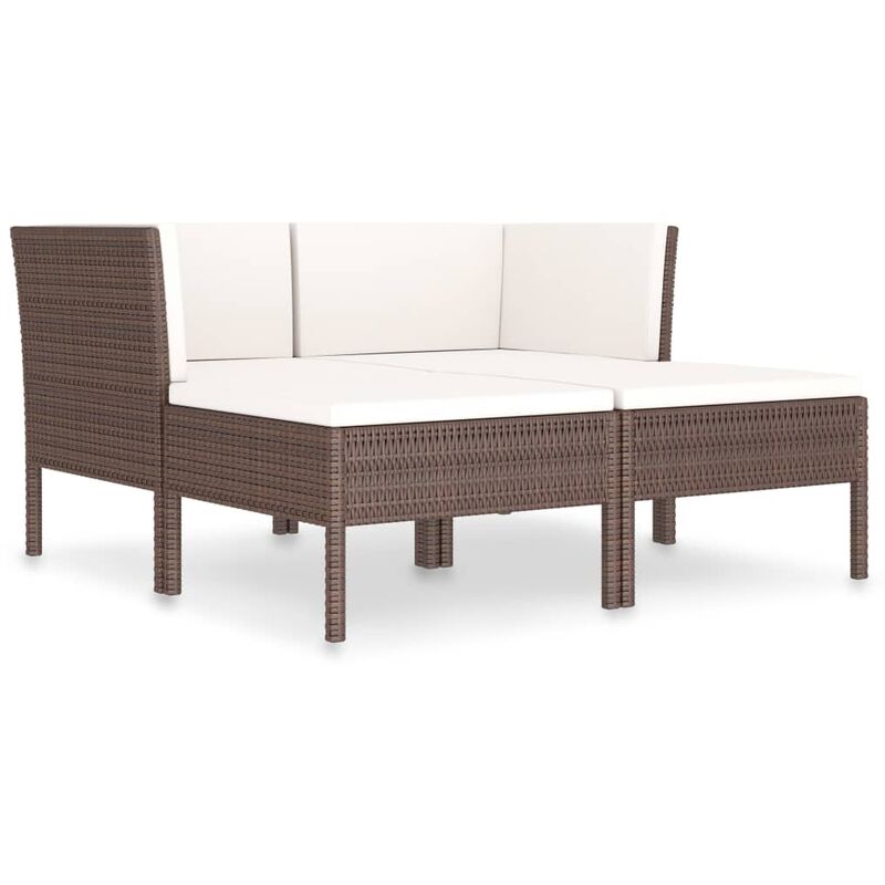 

vidaXL Set muebles de jardín 4 piezas y cojines ratán sintético marrón - Marrón
