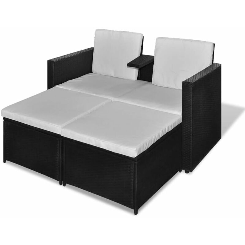 

Set muebles de jardin 4 piezas y cojines ratan sintetico negro