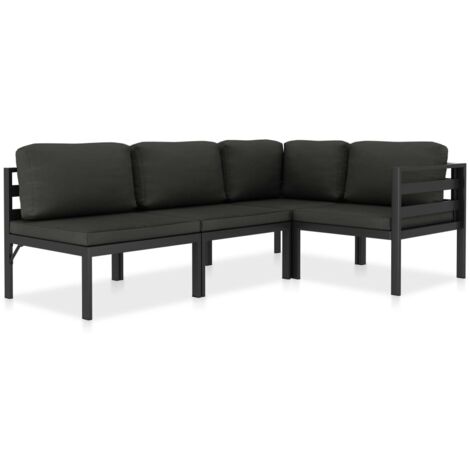 Set muebles de jardín 4 pzas y cojines aluminio gris antracita