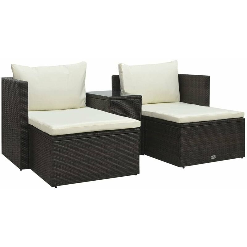 

Happyshopping - Set muebles de jardin 5 piezas y cojines ratan sintetico marron