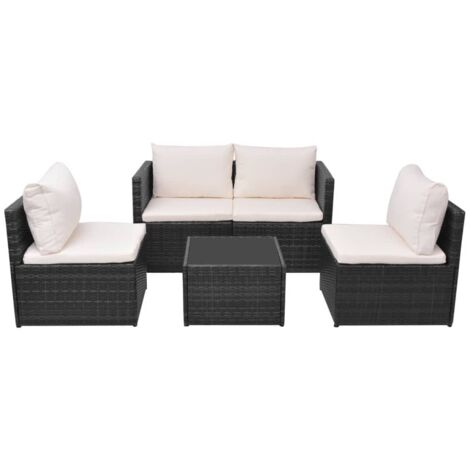 vidaXL Set Sofá Jardín 13 Piezas Poliratán Sintético Marrón/Negro Mueble Mesa