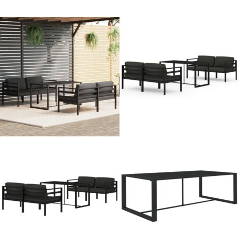 Set muebles de jardín 5 pzas y cojines aluminio gris antracita - Muebles de exterior - Cojines para jardín