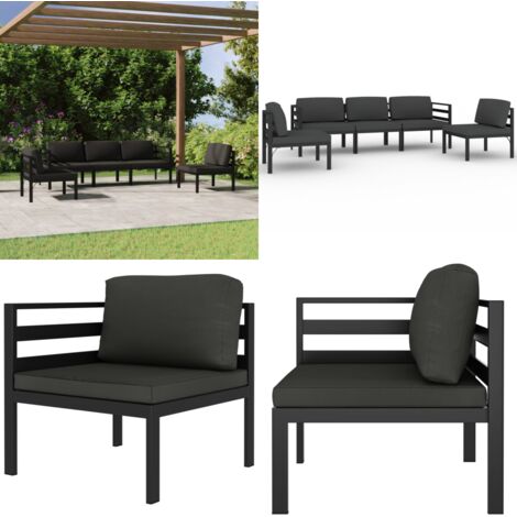 Set muebles de jardín 5 pzas y cojines aluminio gris antracita - Muebles de exterior - Sofás de jardín