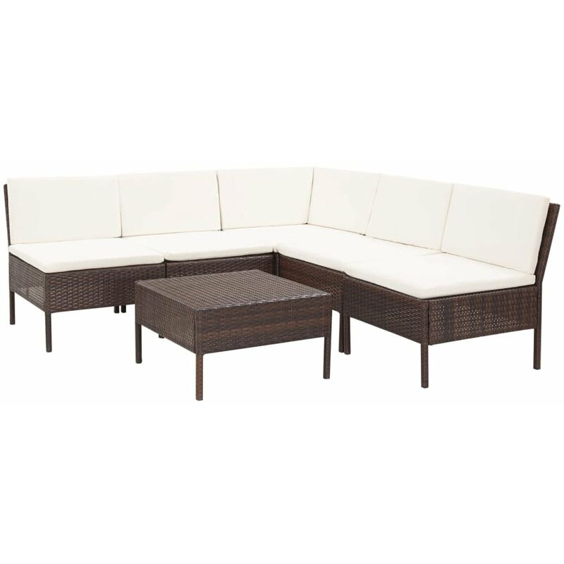 

Set muebles de jardin 6 piezas y cojines ratan sintetico marron