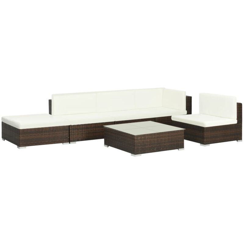 

vidaXL Set muebles de jardín 6 piezas y cojines ratán sintético marrón - Marrón