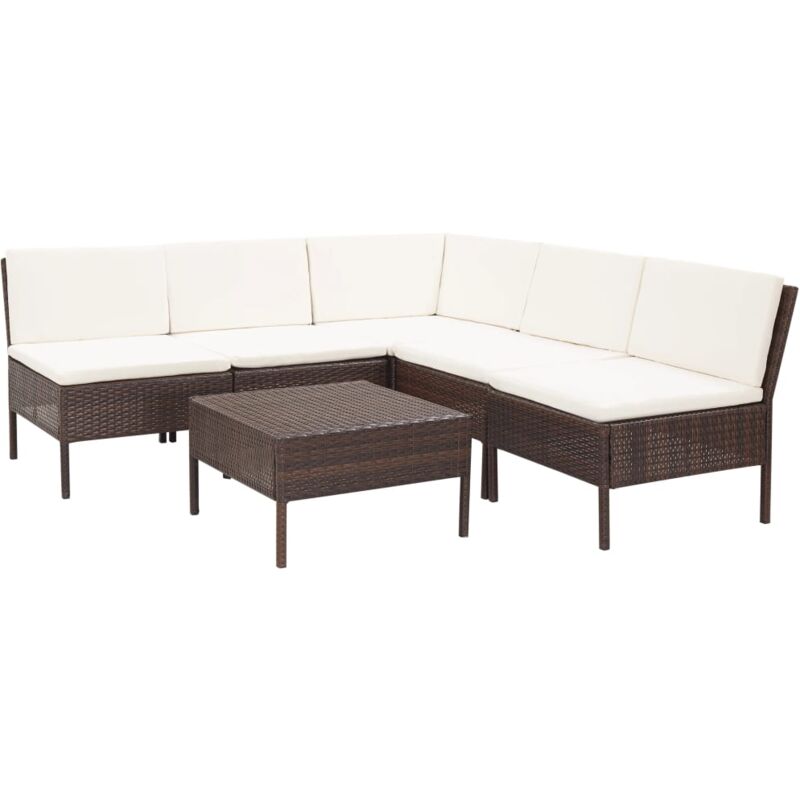 

vidaXL Set muebles de jardín 6 piezas y cojines ratán sintético marrón - Marrón