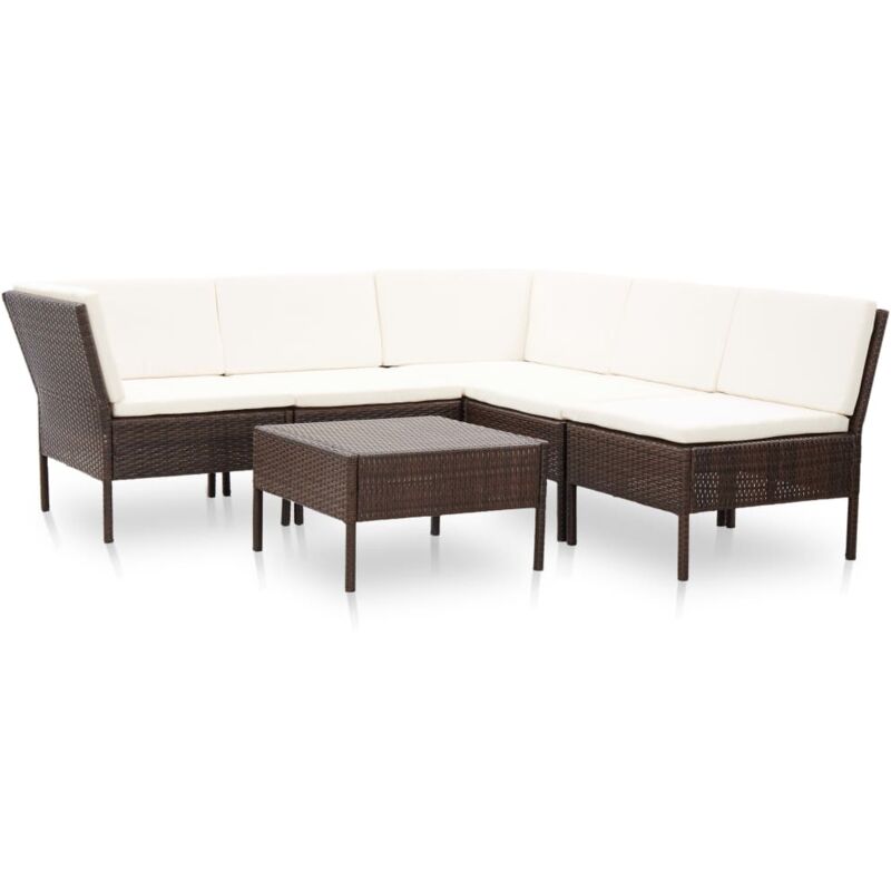 

vidaXL Set muebles de jardín 6 piezas y cojines ratán sintético marrón - Marrón