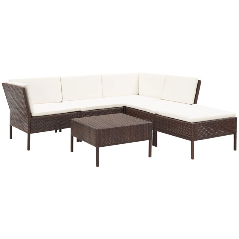 

vidaXL Set muebles de jardín 6 piezas y cojines ratán sintético marrón - Marrón