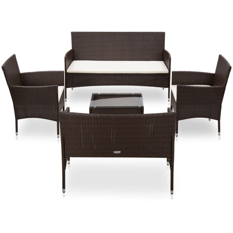 

vidaXL Set muebles de jardín 5 piezas y cojines ratán sintético marrón - Marrón