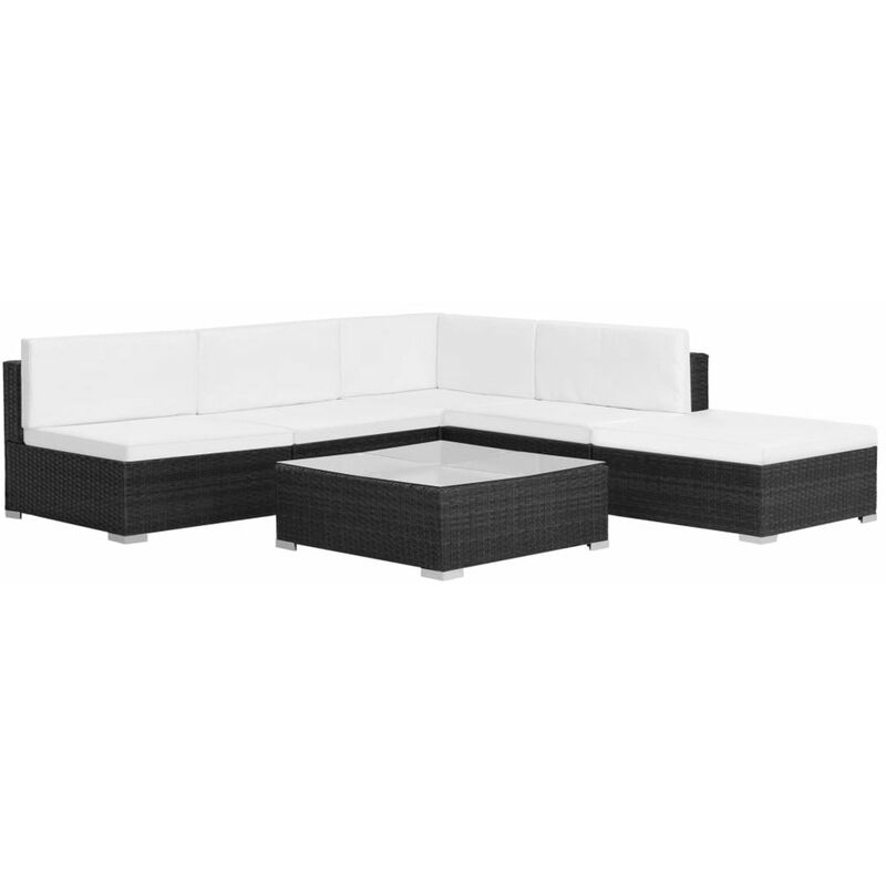 

Happyshopping - Set muebles de jardin 6 piezas y cojines ratan sintetico negro