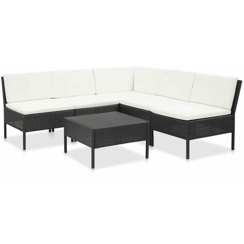 

Set muebles de jardin 6 piezas y cojines ratan sintetico negro