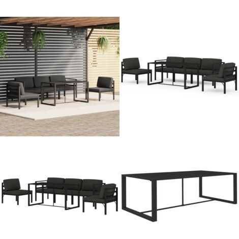Set muebles de jardín 6 pzas y cojines aluminio gris antracita - Muebles aluminio - Cojines para jardín