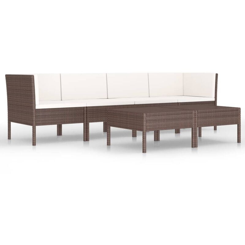 

vidaXL Set muebles de jardín 6 pzas y cojines ratán sintético marrón - Marrón