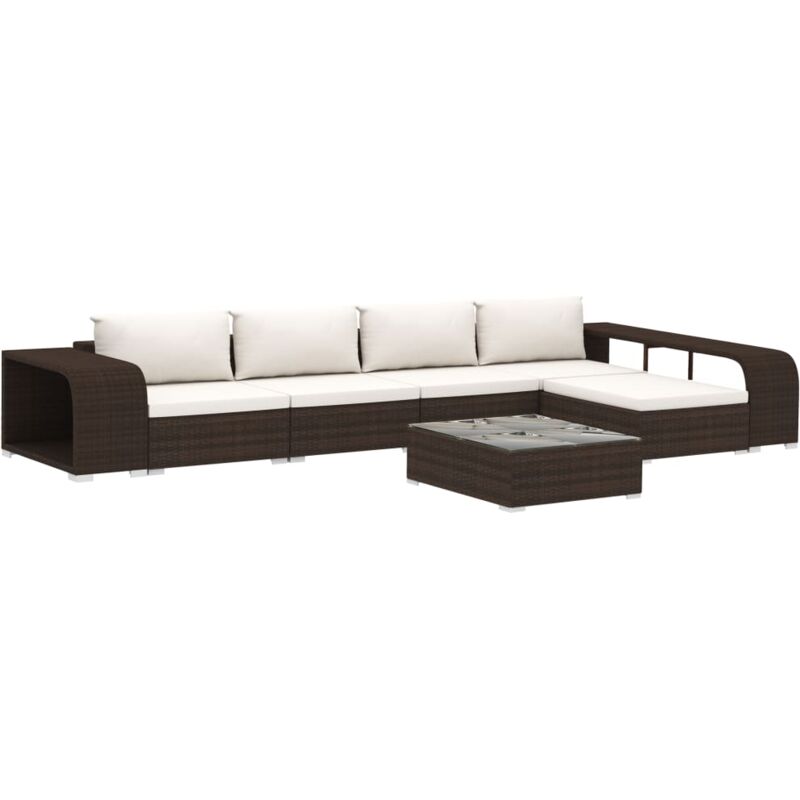 

Set muebles de jardín 8 piezas y cojines ratán sintético marrón - Marrón - Vidaxl