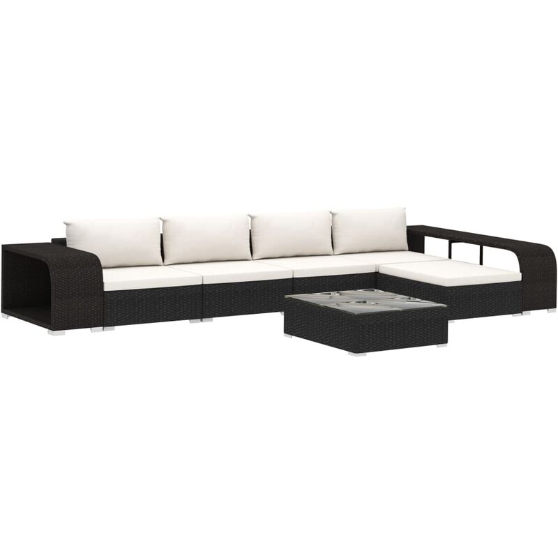 

Set muebles de jardín 8 piezas y cojines ratán sintético negro - Negro - Vidaxl