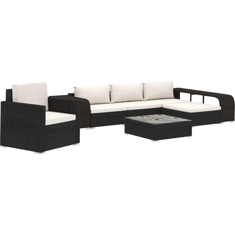 

Set muebles de jardín 8 piezas y cojines ratán sintético negro - Negro - Vidaxl