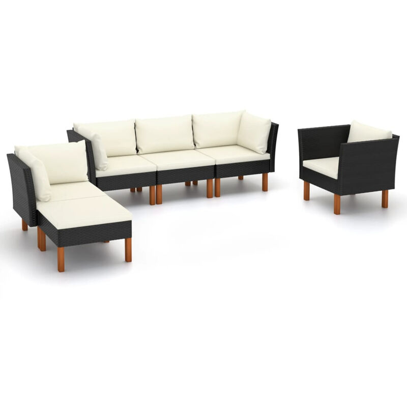 

Happyshopping - Set muebles de jardin 9 pzas ratan sintetico eucalipto negro