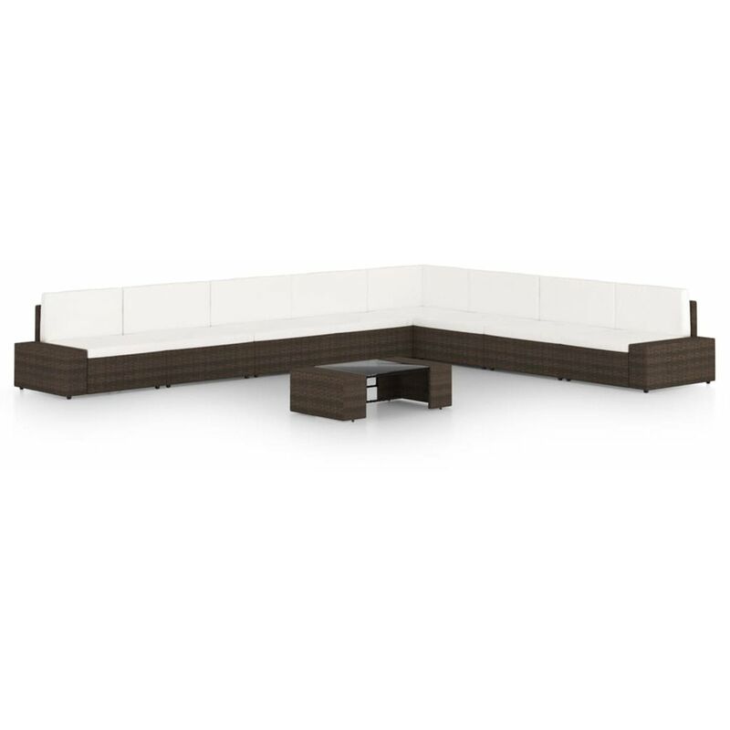 

Set muebles de jardin 9 pzas y cojines ratan sintetico marron