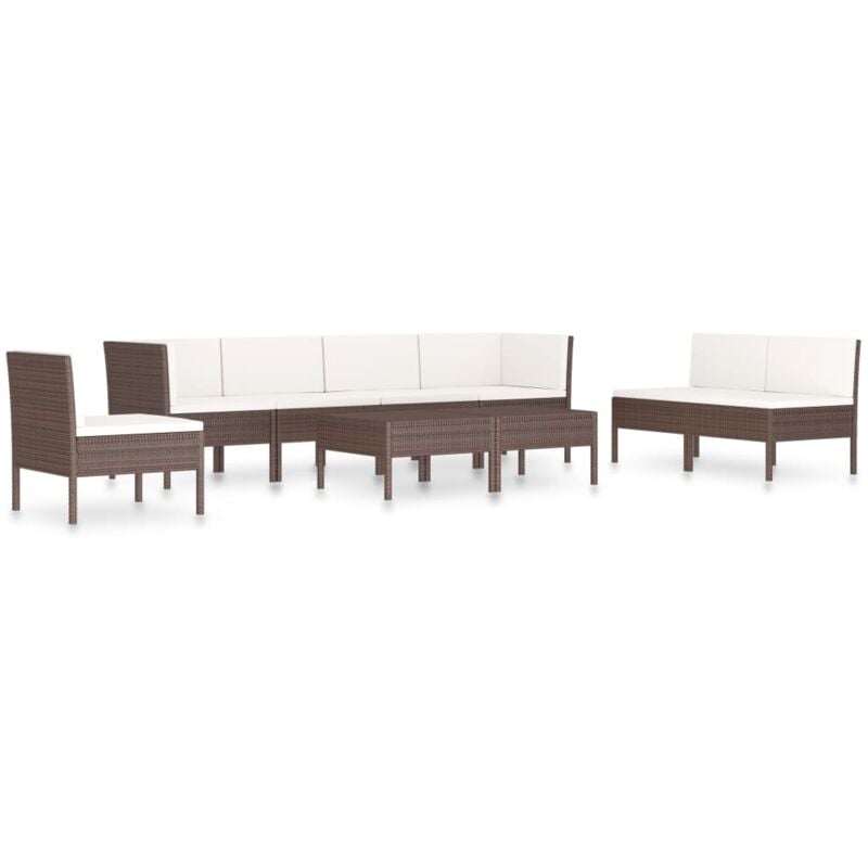 

vidaXL Set muebles de jardín 9 pzas y cojines ratán sintético marrón - Marrón