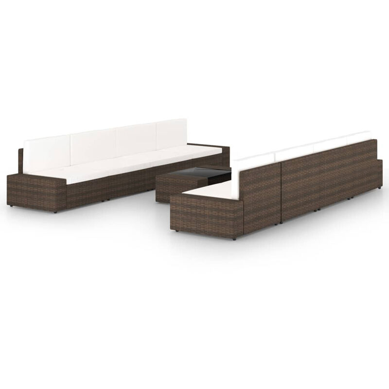 

Set muebles de jardin 9 pzas y cojines ratan sintetico marron